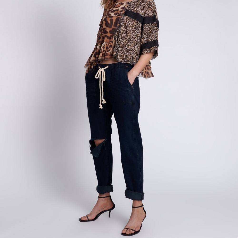 One Teaspoon Fox Black Shabbies Boyfriend Jean